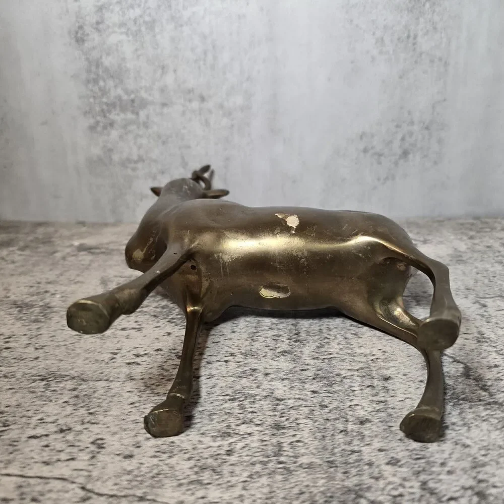 Vintage Mid Century Modern brass Antelope Deer figurine 10x6.5 - Picture 7 of 7